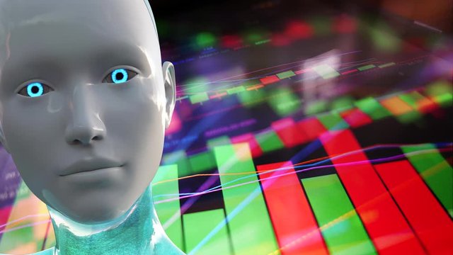 4K Artificial Intelligence Algorithm Trading Stock Market Concept