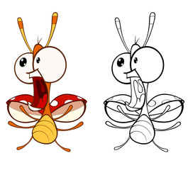 Vector Illustration of a Cute Cartoon Character Ladybird for you Design and Computer Game. Coloring Book Outline Set 