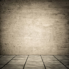 Room with ceramic floor with concrete wall 