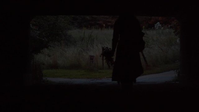 Young Girl Alone Walking Home In Late Summer Evening Through A Dark Creepy Tunnel.