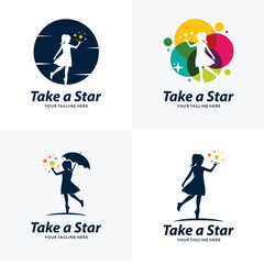 Set of Reach a Star Logo Design Templates