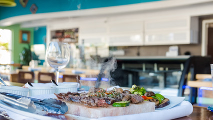 Table with food in restaurant