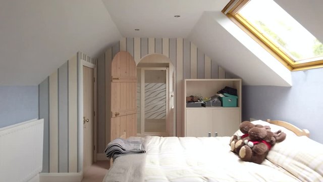 Reveal Shot of an Attic Room and En Suite in a Family Home