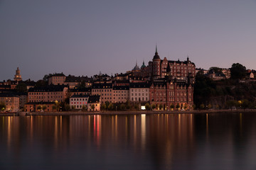 Fototapeta na wymiar Södermalm at dusk in Stockholm, Sweden