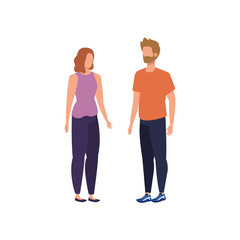 Fototapeta premium young lovers couple avatars characters