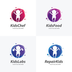 Fototapeta na wymiar Set of Kids Logo Design Templates