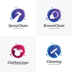 Fototapeta na wymiar Set of Cleaning Logo Design Templates