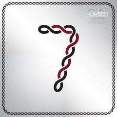 Modern number seven template, design the rope to be a alphabet, Vector