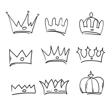 doodle crown illustration vector isolated on white background