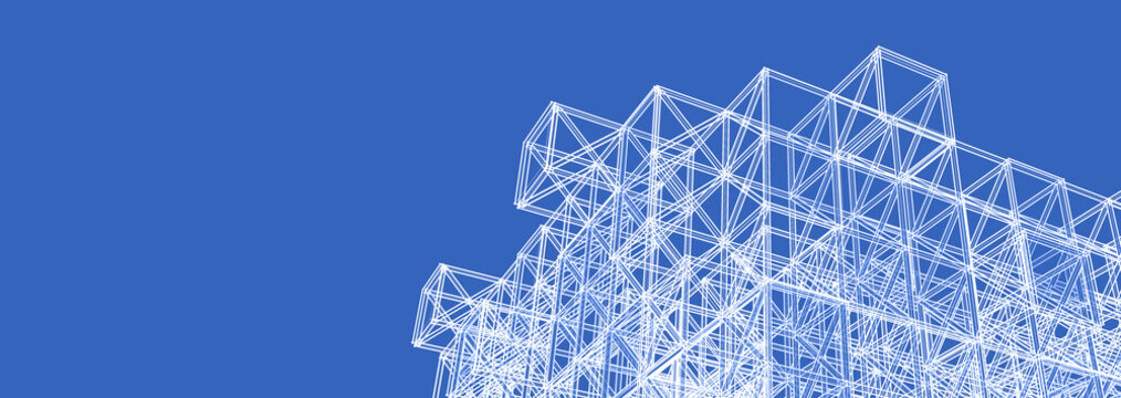 frame of modern building 3d illustration