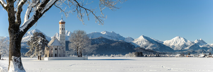 panoramic scene at winter in Bavaria, Germany