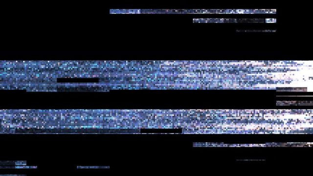 Unique Design Digital Pixel Noise Glitch Error Video Damage, Black Screen - Use For VFX Compositiong or Editing.