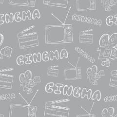 Cinema objects seamless white gray