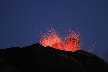 Eruption du Stromboli, été 2019