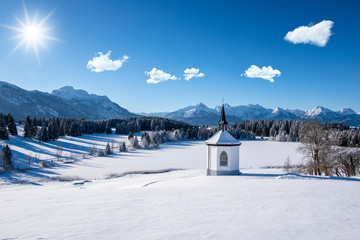 panoramic scene at winter in Bavaria, Germany