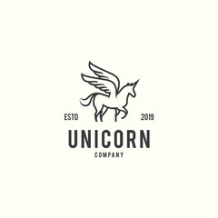 Unicorn Logo Design Template Inspiration - Vector