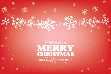White and red seamless snowflake border, Christmas design for greeting card. Vector illustration