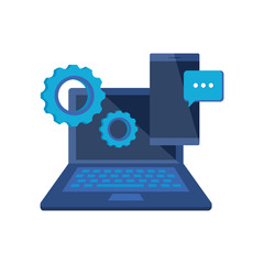 laptop computer with gears settings