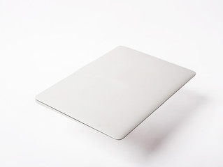 grey laptop with a white background