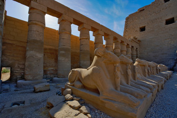 Row of ram-headed Sphinxes, Luxor Temple, located at modern day Luxor or ancient Thebes, Egypt