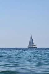 Fototapeta premium Sailing yacht at sea on a sunny day.