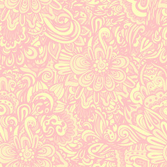 Fototapeta na wymiar Vintage doodle background endlress organic pattern for fabric