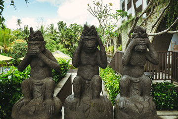 Monkey statues in Ubud, Bali