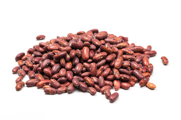 Pile of red kidney bean, canned beans isolated on white background, Top view.