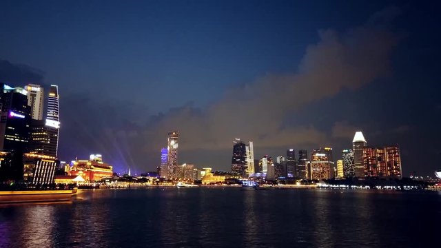 time lapse of ndp 2019, Fire work and light show in Mairna Bay.