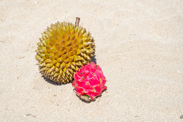 Durian fruit and Dragon fruit