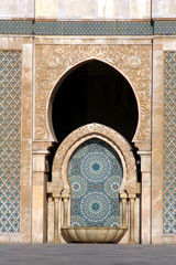 North Africa, Morocco, Casablanca. Hassan II Mosque fountain