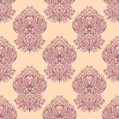 Seamless damask floral paisley cute vintage pattern.