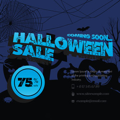 Happy Halloween sale banner. Set of vector design elements.