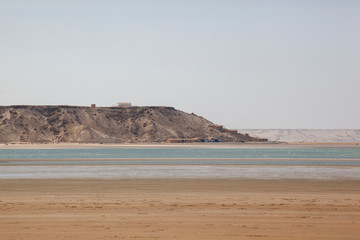 Fototapeta na wymiar Africa, Western Sahara, Dakhla. Salt water bay leading to the Atlantic Ocean.