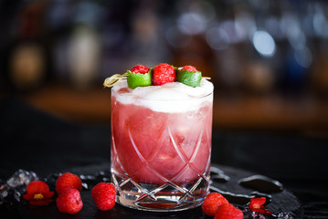 raspberry & lime cocktail with the fresh egg foam