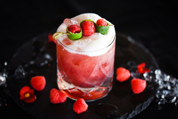 raspberry & lime cocktail with the fresh egg foam
