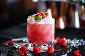 raspberry & lime cocktail with the fresh egg foam