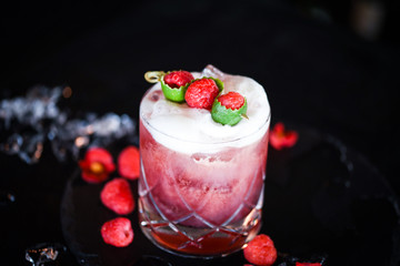 raspberry & lime cocktail with the fresh egg foam