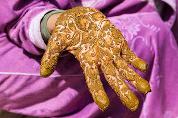 Henna tattoo hand, Essaouira, Morocco