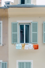 Clothing drying outside on a hot summer day