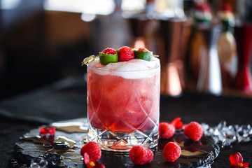 raspberry & lime cocktail with the fresh egg foam