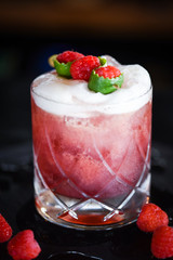 raspberry & lime cocktail with the fresh egg foam