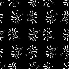 Abstract twig seamless pattern. Fashion graphic on black background design. Modern stylish abstract texture. Monochrome template for prints, textiles, wrapping, wallpaper, etc. Vector illustration.