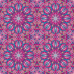 Fototapeta na wymiar Tribal indian ethnic seamless design. Festive colorful mandala pattern