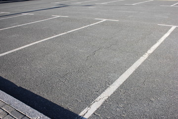Free Parking spaces. Empty Parking lot.