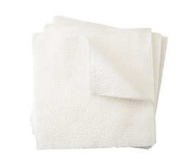 Napkins with wrapped corner on a white, isolated. The view of the top.