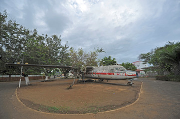 Sao Tome, view of old plane in parque popular