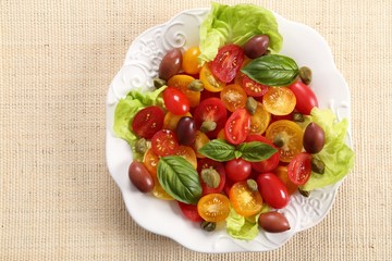 Salad of colorful tomatoes.