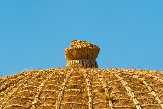 Roof of a traditional dome houses made of straw and reed, Mantenga Cultural Village, Swaziland