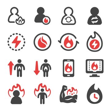 metabolism and burn icon set,vector and illustration